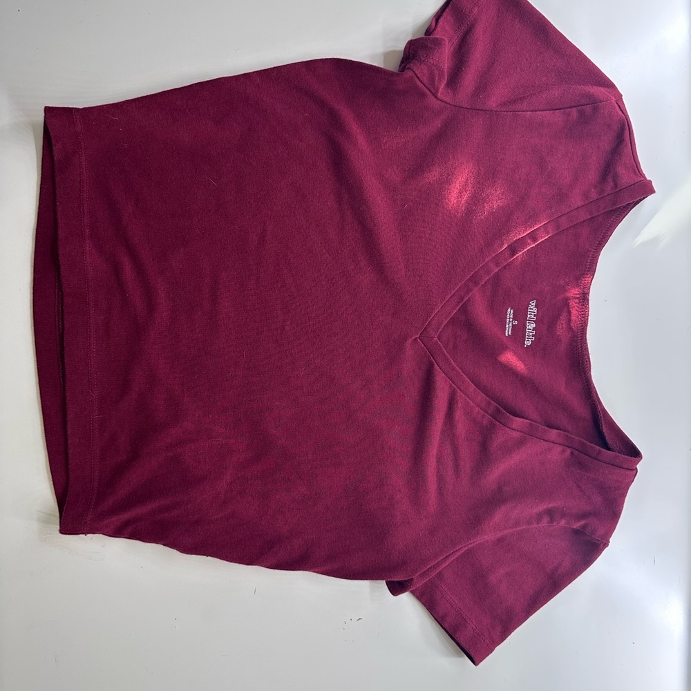 Wild Fable Women's Burgundy V-Neck Tee